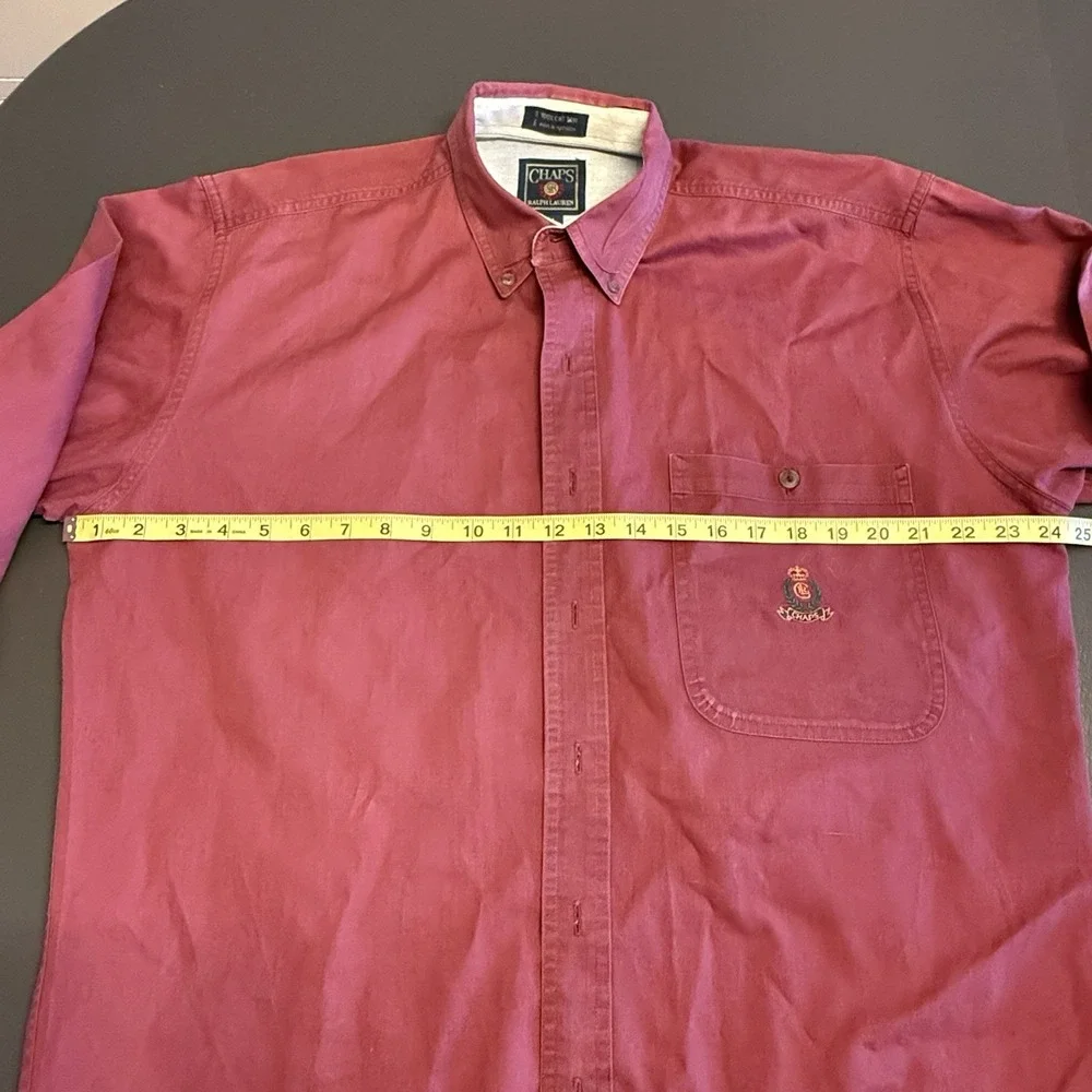 Vintage Preppy 90s Chaps Ralph Lauren Shirt Mens M Maroon Crest‎ Logo Golf Y2K